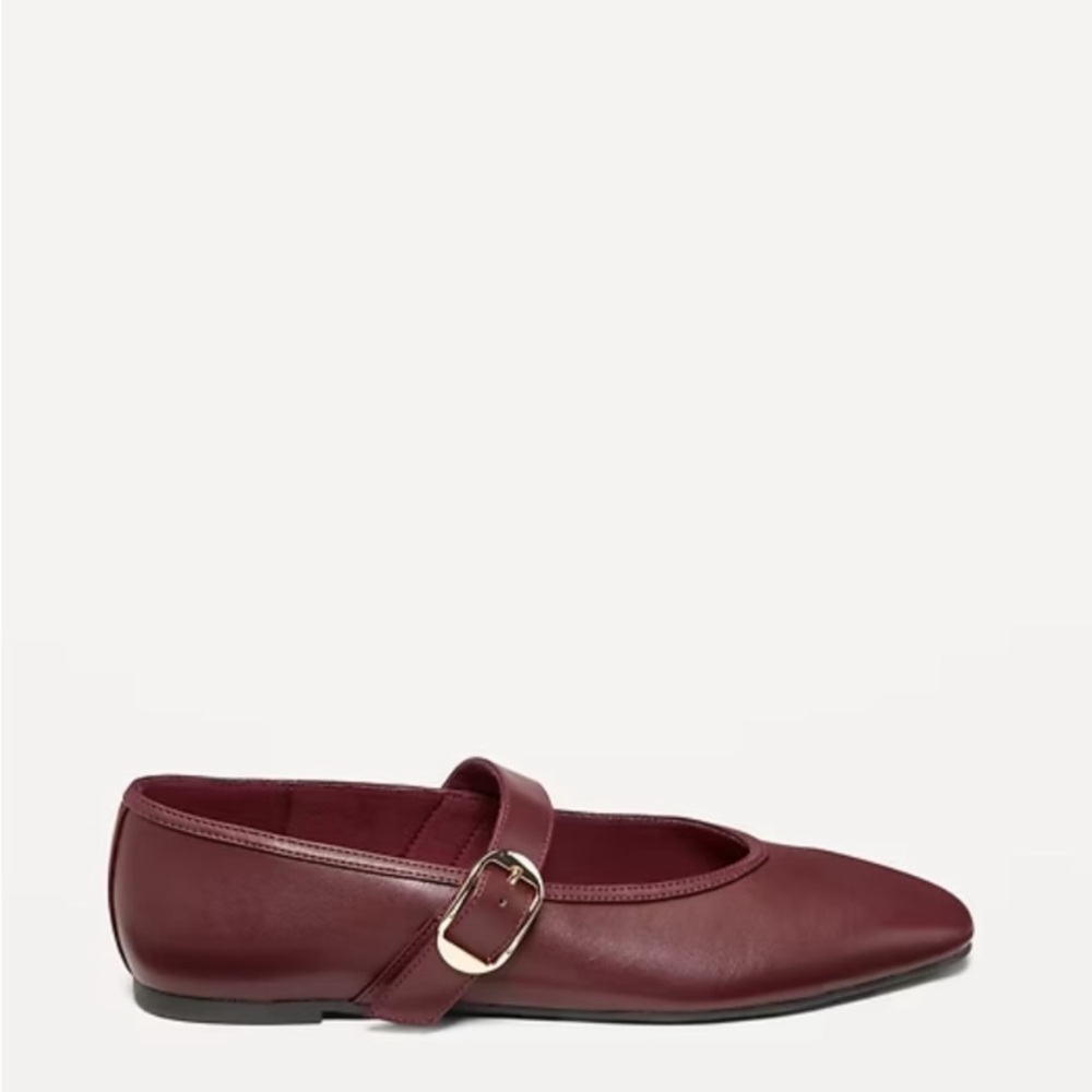 New! Burgundy Clove Maroon Mary Jane Square Toe Ballet Flats Size 7 Old Navy - Picture 4 of 8